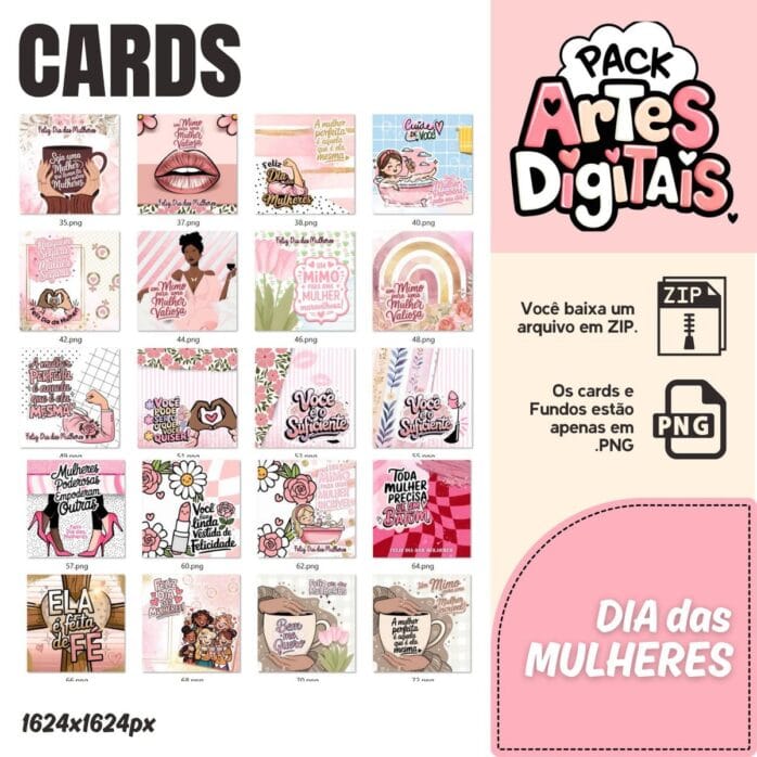Pack Completo: Cards Prontos e Fundos Criativos em PNG