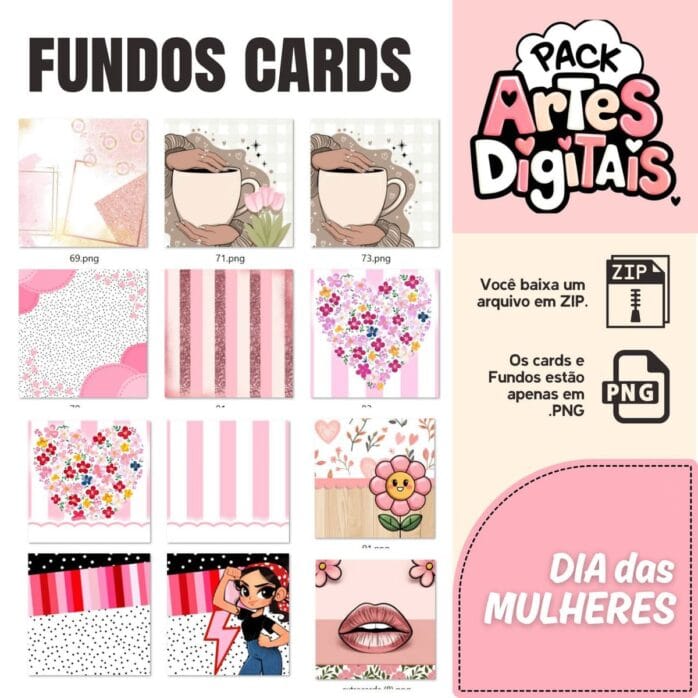 Pack Completo: Cards Prontos e Fundos Criativos em PNG