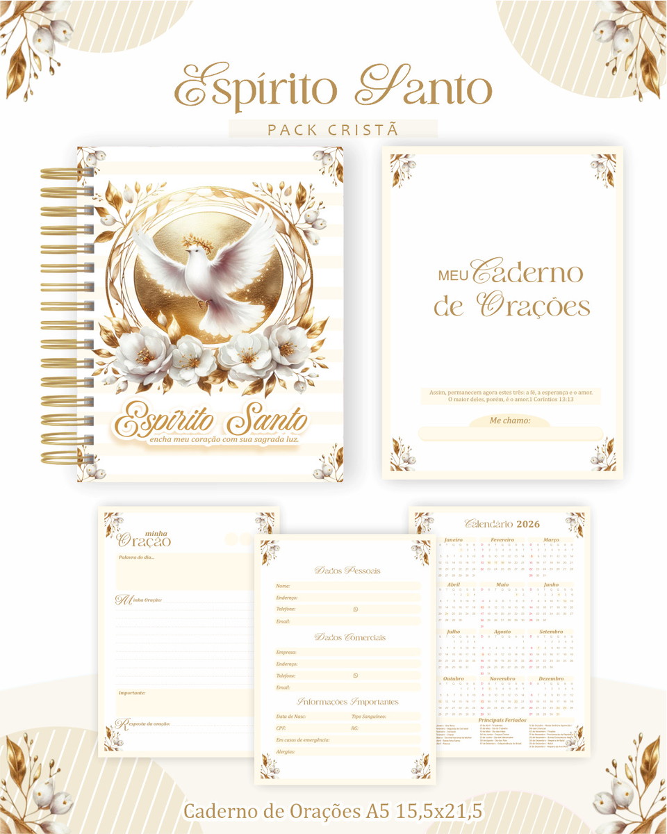 Kit Digital Espírito Santo com Artes Florais Religiosas 2 Kit Digital Espírito Santo com Artes Florais Religiosas - Imagem 2