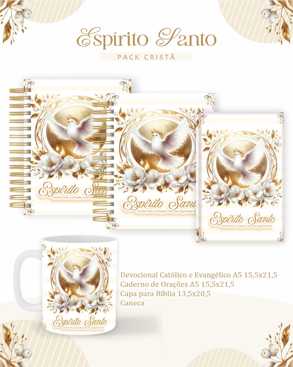Kit Digital Espírito Santo com Artes Florais Religiosas 1 Kit Digital Espírito Santo com Artes Florais Religiosas