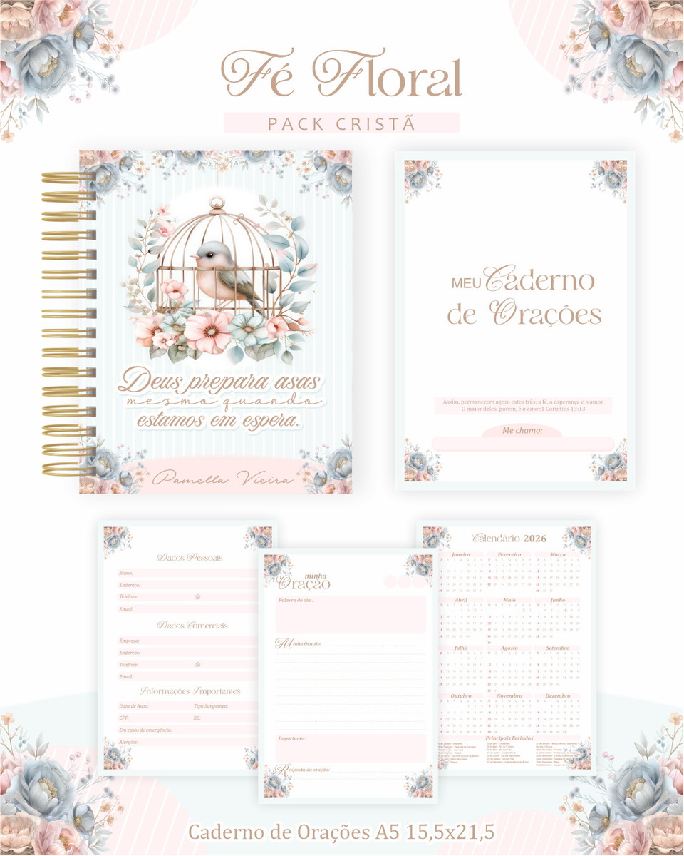 Arquivo Digital Cristão Floral para Devocional e Sublimação 2 Arquivo Digital Cristão Floral para Devocional e Sublimação - Imagem 2
