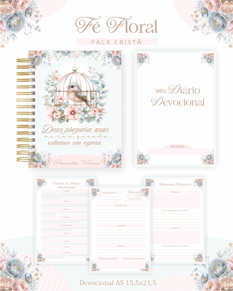 Arquivo Digital Cristão Floral para Devocional e Sublimação 3 Arquivo Digital Cristão Floral para Devocional e Sublimação - Imagem 3