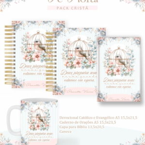 Arquivo Digital Cristão Floral para Devocional e Sublimação 2 pack crista fe floral arquivo digital