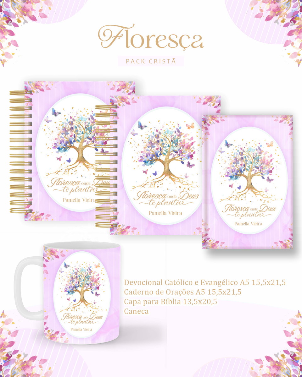 Pack Cristão Floresça Digital com Tema Floral Delicado 1 Pack Cristão Floresça Digital com Tema Floral Delicado