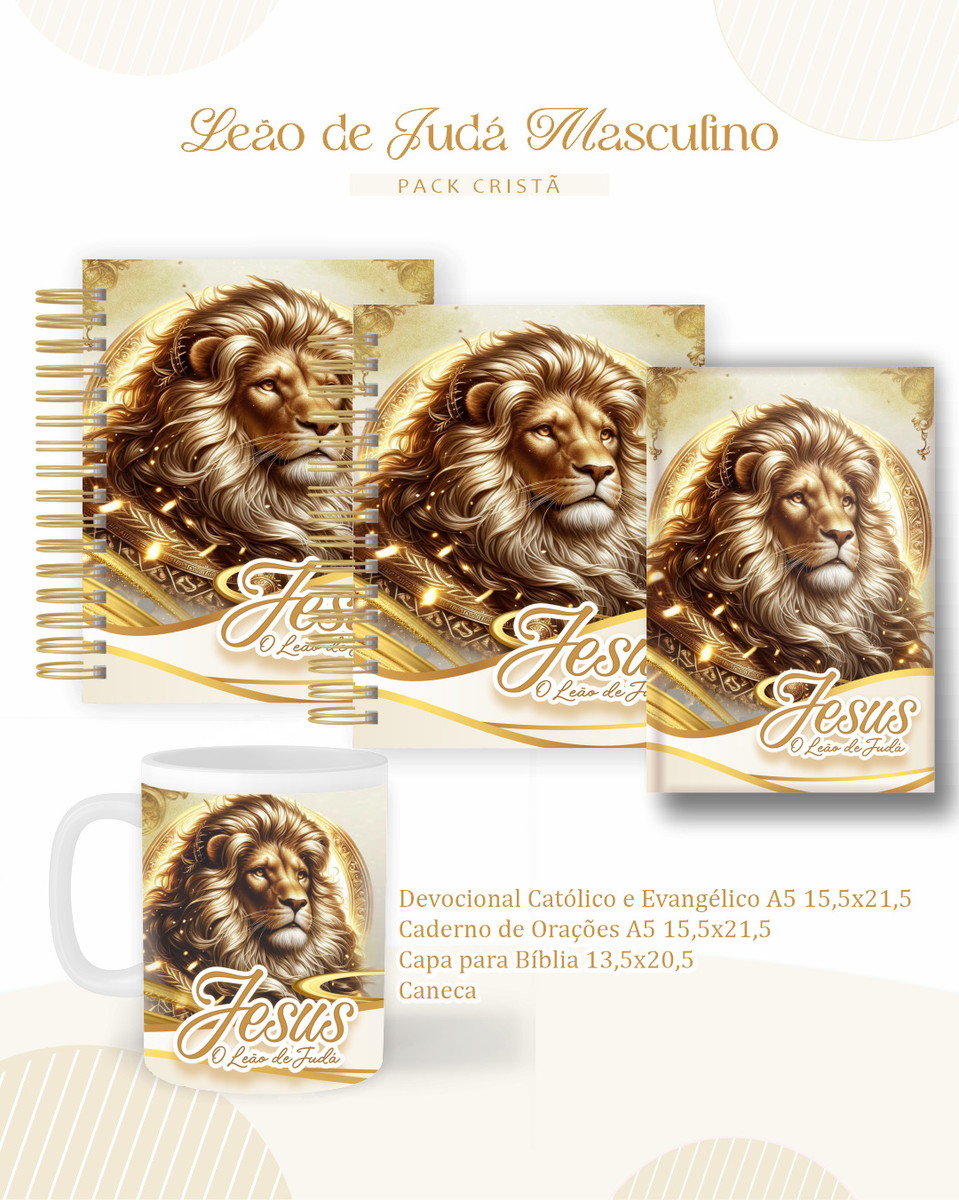 Pack Cristão Leão de Judá Masculino para Sublimação 1 Pack Cristão Leão de Judá Masculino para Sublimação
