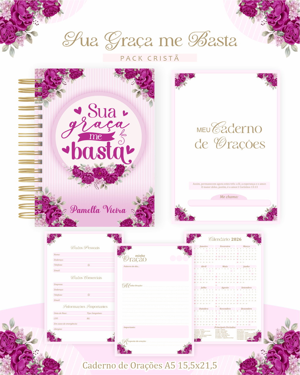 Pack Cristão Feminino Lettering Católico Digital 2 Pack Cristão Feminino Lettering Católico Digital - Imagem 2