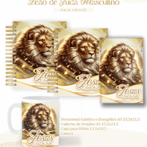 Pack Cristão Leão de Judá Masculino para Sublimação 6 Pack Cristão Leão de Judá Masculino para Sublimação