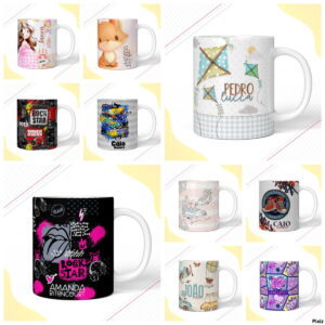 Pack de Artes para Canecas Infantis Personalizadas 6 Pack de Artes para Canecas Infantis Personalizadas