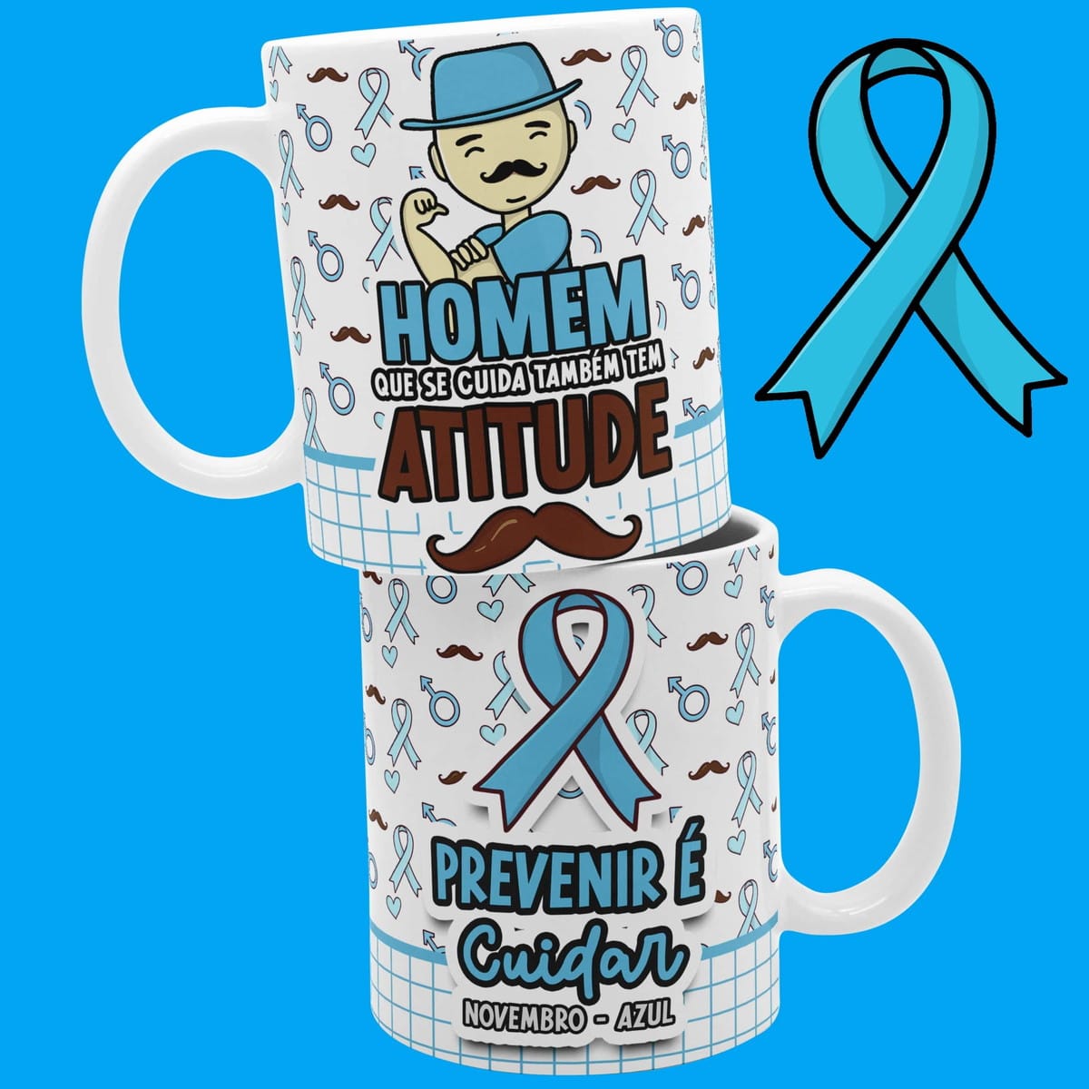 Pack de Artes para Canecas Novembro Azul em PNG 3 Pack de Artes para Canecas Novembro Azul em PNG