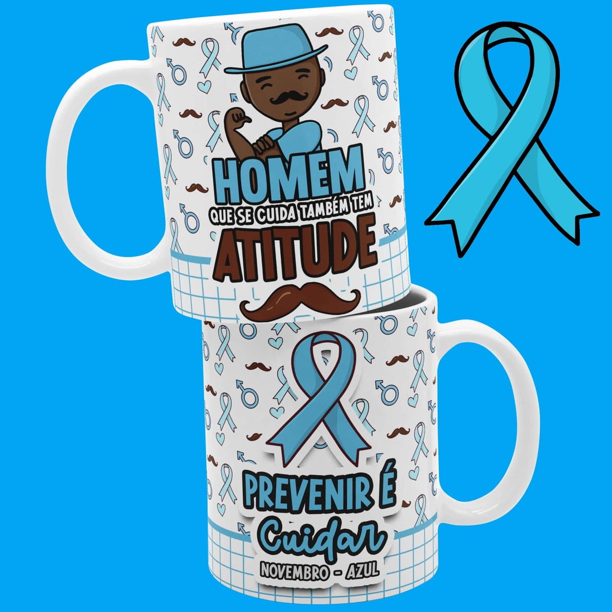 Pack de Artes para Canecas Novembro Azul em PNG 1 Pack de Artes para Canecas Novembro Azul em PNG
