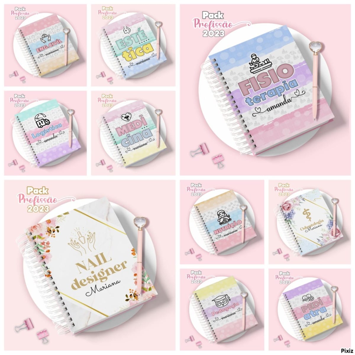 Agendas Profissões Femininas Personalizáveis Para Vender 2 Agendas Profissões Femininas Personalizáveis Para Vender - Imagem 2