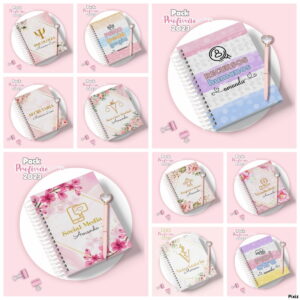 Agendas Profissões Femininas Personalizáveis Para Vender 12 pack digital agendas profissoes femininas canecas