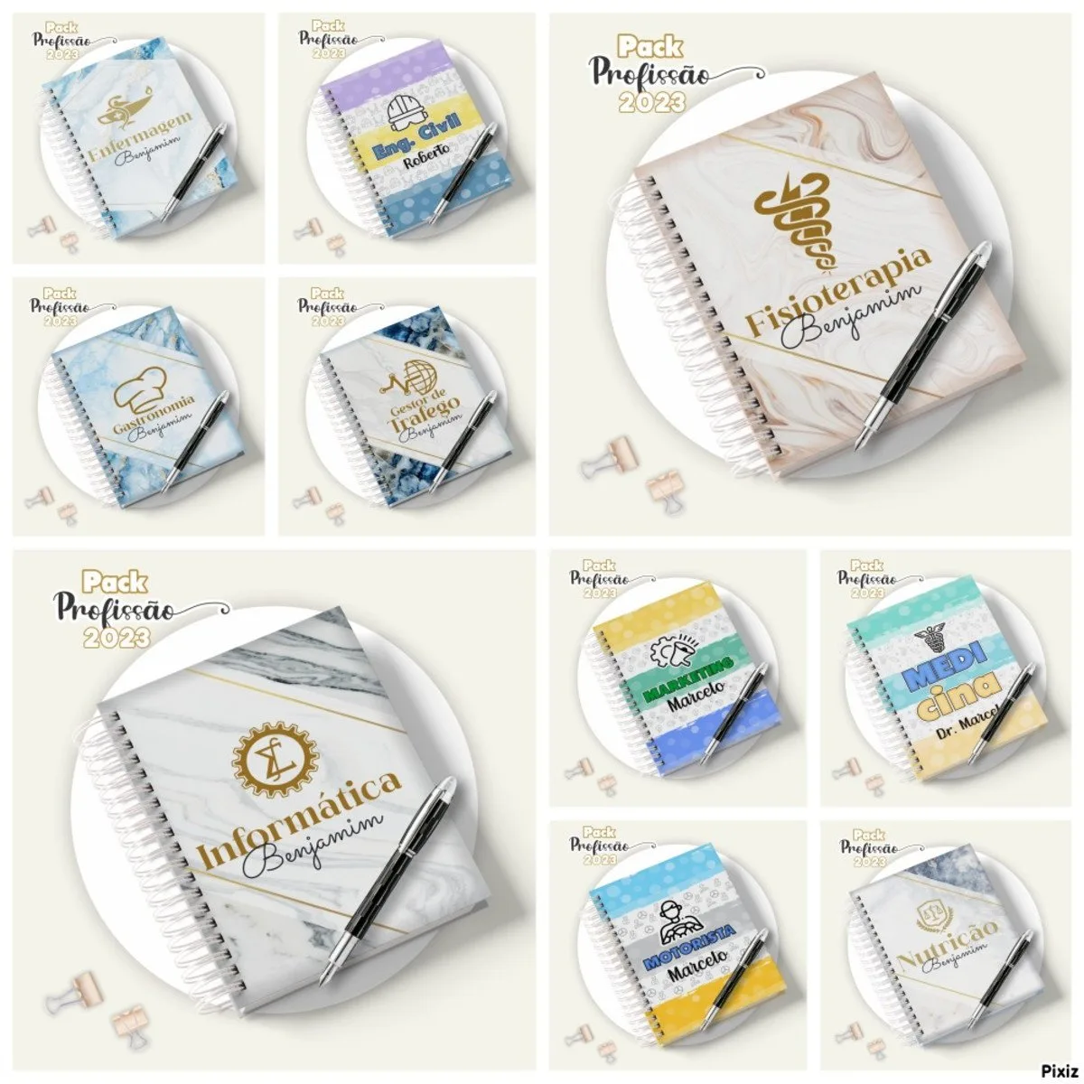 Pack Digital Agendas Profissões Masculinas + Canecas 1 Pack Digital Agendas Profissões Masculinas + Canecas