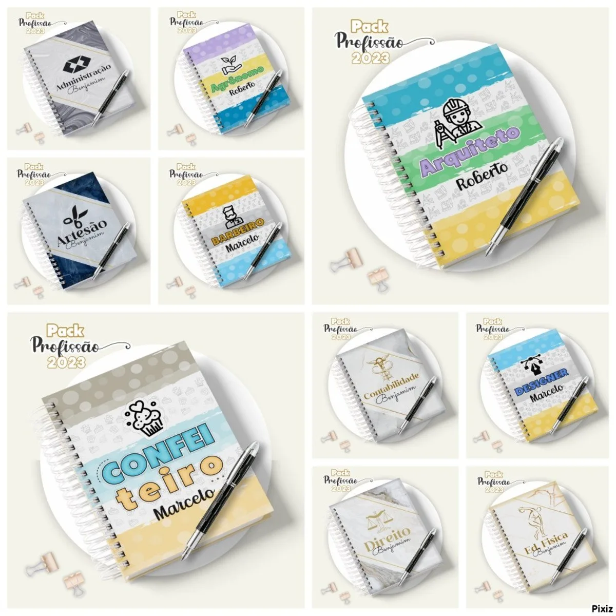 Pack Digital Agendas Profissões Masculinas + Canecas 2 Pack Digital Agendas Profissões Masculinas + Canecas