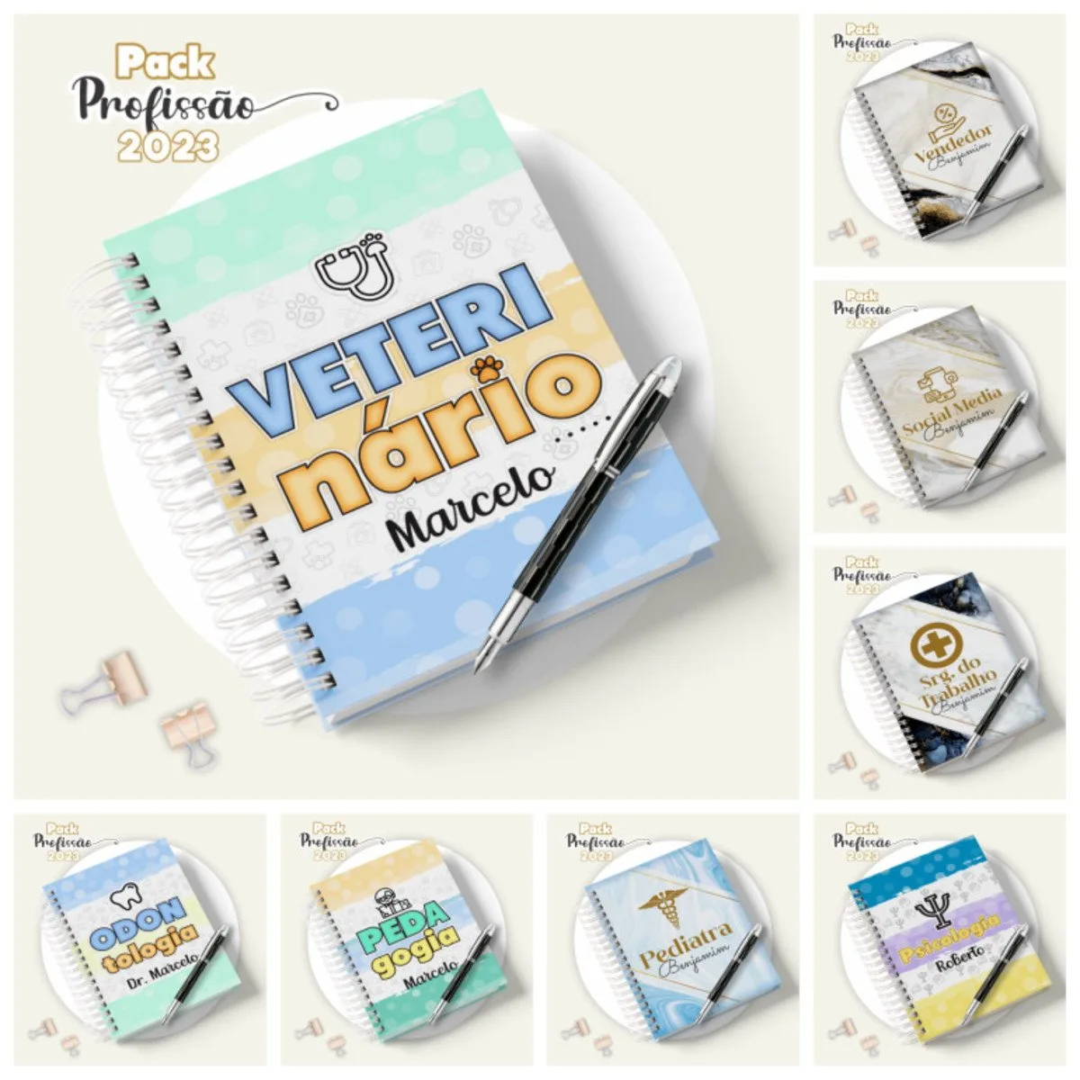 Pack Digital Agendas Profissões Masculinas + Canecas 3 Pack Digital Agendas Profissões Masculinas + Canecas