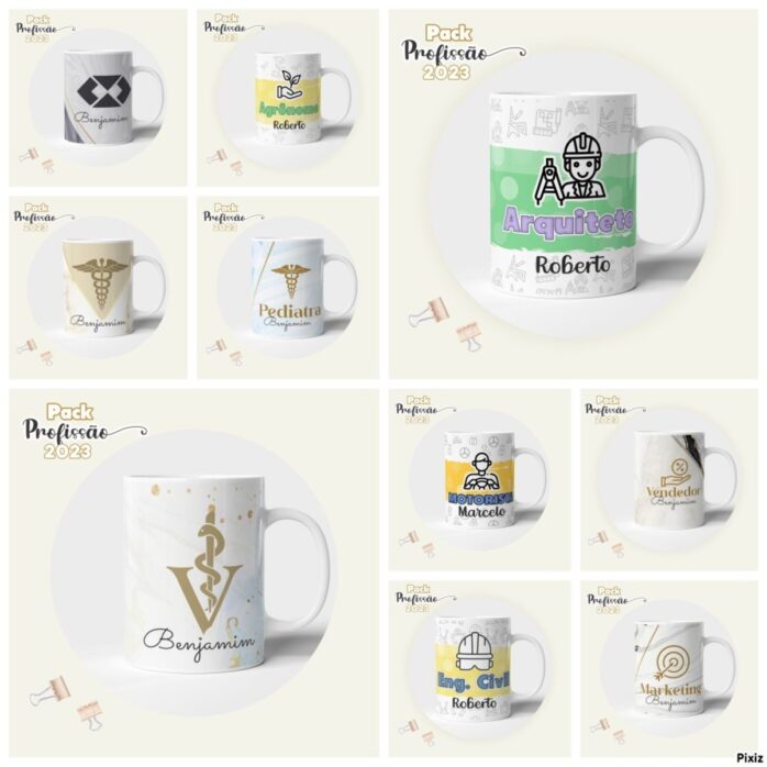 Pack Digital Agendas Profissões Masculinas + Canecas - Imagem 4
