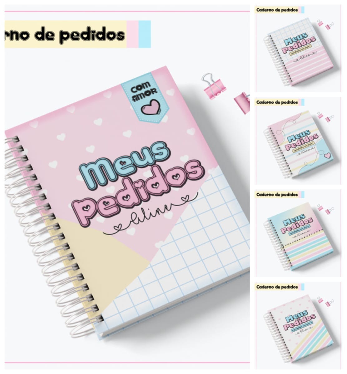 Pack Digital Caderno de Pedidos com Artes Fofas Editáveis 1 Pack Digital Caderno de Pedidos com Artes Fofas Editáveis