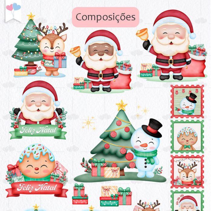 Pack Digital Feliz Natal Imagens Png Transparente Papai Noel