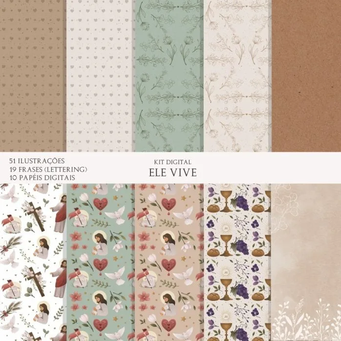 Pack Digital Páscoa Cristã Ele Vive Jesus Cristo Scrapbook