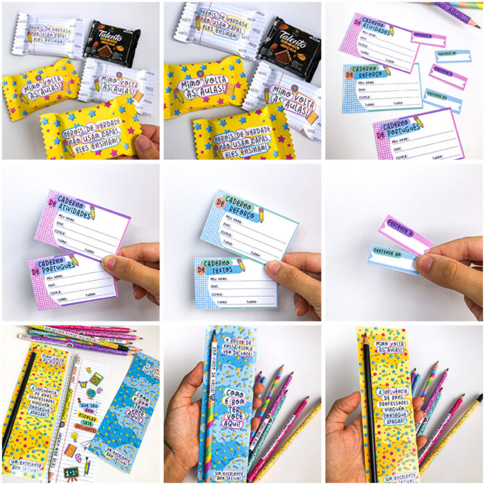 Pack Digital Volta Aulas Figuras Cards Porta Lápis Etiquetas
