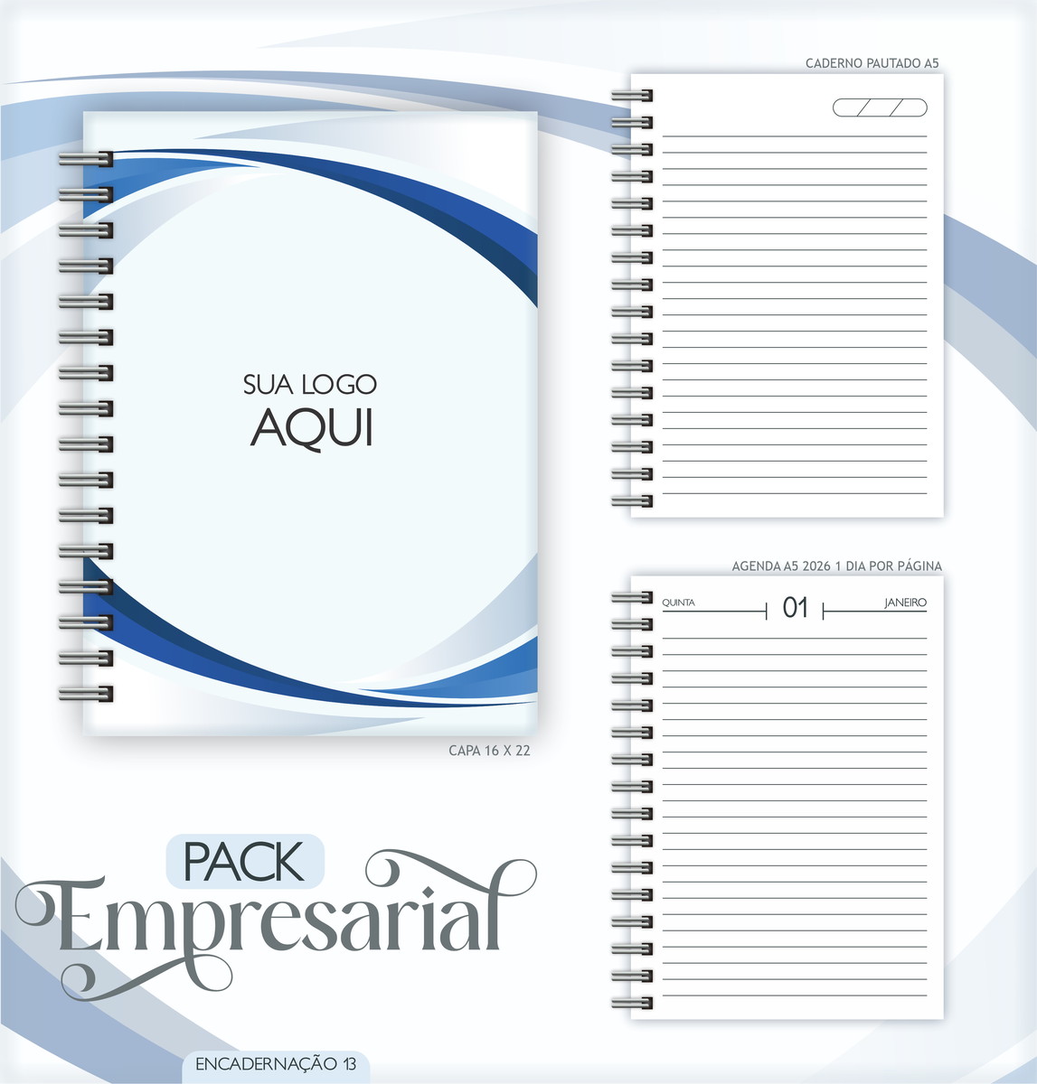 Pack Empresarial 2026 Kit de Papelaria Corporativa 1 Pack Empresarial 2026 Kit de Papelaria Corporativa