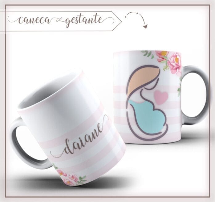 Pack Estampa Arte Caneca Gestante