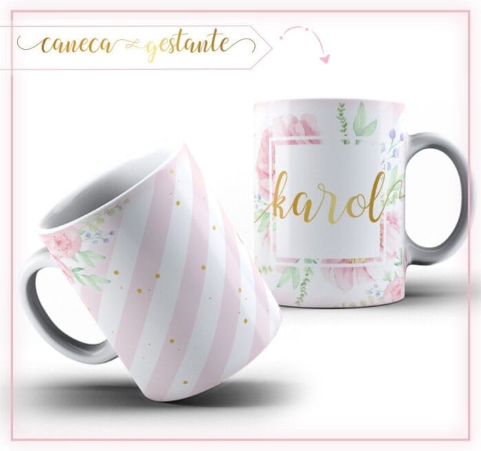 Pack Estampa Arte Caneca Gestante