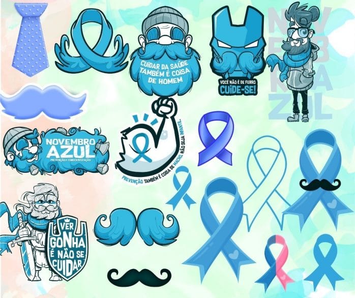 Pack Frases Novembro Azul Lettering Homem Amor Próprio Png