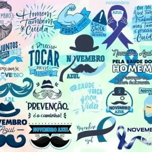 Pack Frases Novembro Azul Lettering Homem Amor Próprio Png