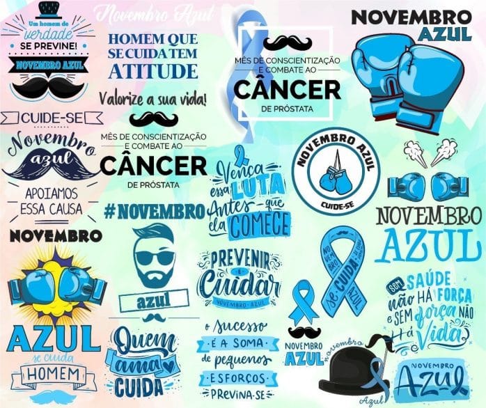 Pack Frases Novembro Azul Lettering Homem Amor Próprio Png