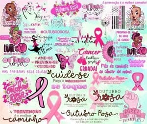 Pack Frases Outubro Rosa Lettering Mulher Amor Próprio Png | Studios Cat