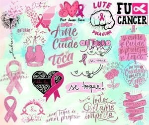Pack Frases Outubro Rosa Lettering Mulher Amor Próprio Png | Studios Cat