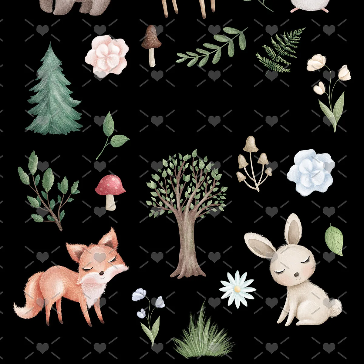 Pack Ilustrações Animais Da Floresta Bosque Encantado Bebês