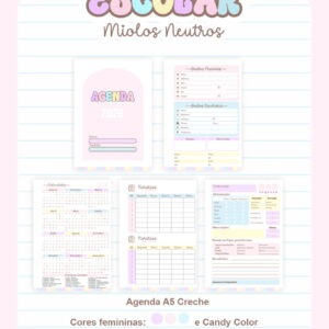 Pack Miolo Agenda Escolar 2026 Neutro para Sublimação 6 pack miolo agendas escolares neutros 2026 arquivo digital 6