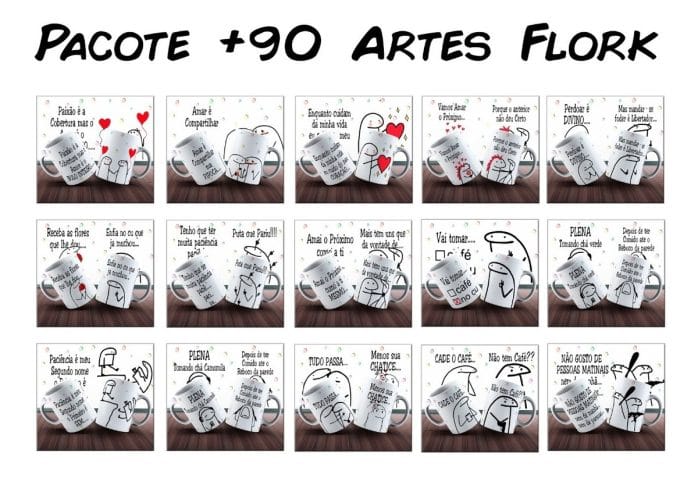 Pacote +90 Artes Para Canecas Flork 350 Arquivos Digitais
