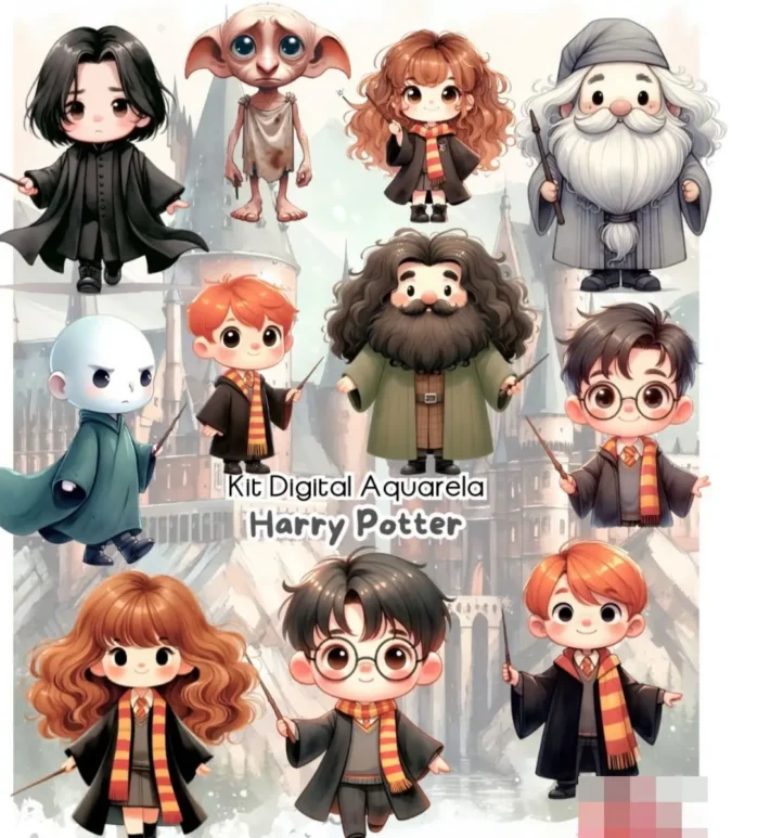 Pacote Aquarela Harry Potter para Artes Digitais PNG