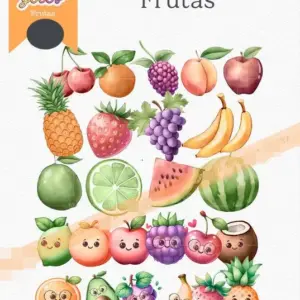 Pacote Arte Digital Frutas Frutinhas Aquarela PNG