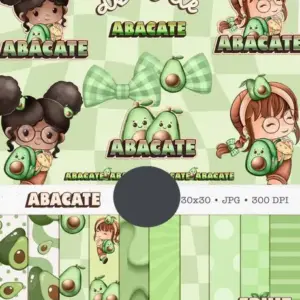 Pacote Artesanal Boneca Cute Aquarelada com Frutas PNG