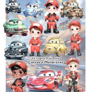 Pacote Artesanal PNG Carros Disney Aquarela Temática