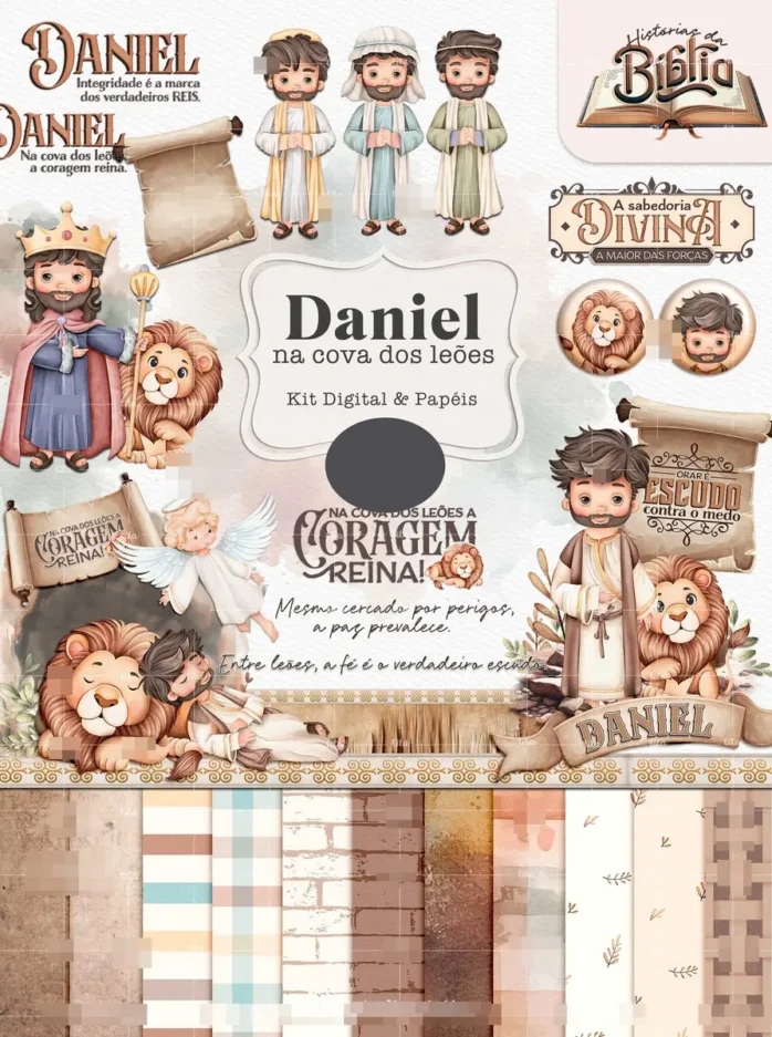 Pacote Combo Bíblia em PNG: Daniel, Jonas e Moisés