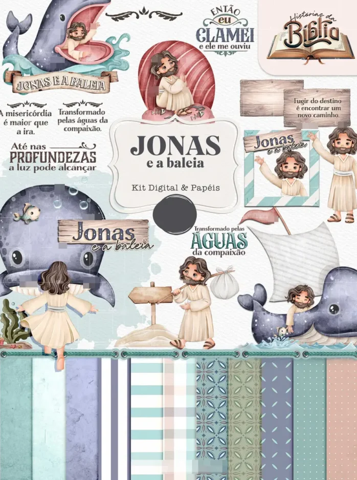 Pacote Combo Bíblia em PNG: Daniel, Jonas e Moisés
