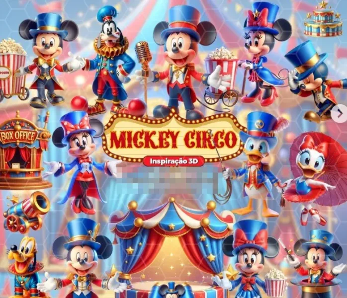 Pacote Completo de Artes do Mickey Circo em PNG