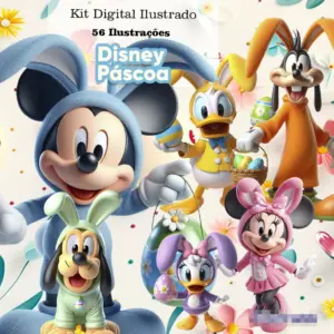 Pacote de Arquivos Disney Páscoa em PNG para Criativos