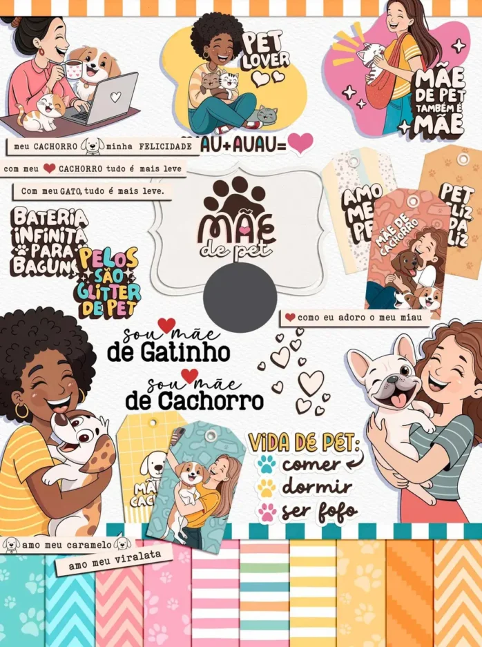 Pacote de Arquivos PNG para Presente de Dia das Mães Pet