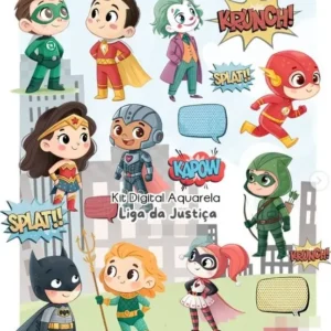 Pacote de Arquivos PNG - Super-heróis em Aquarela