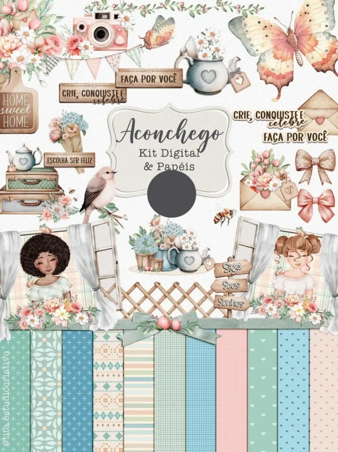 Pacote de Arquivos PNG - Tema Aconchego para Artesanato