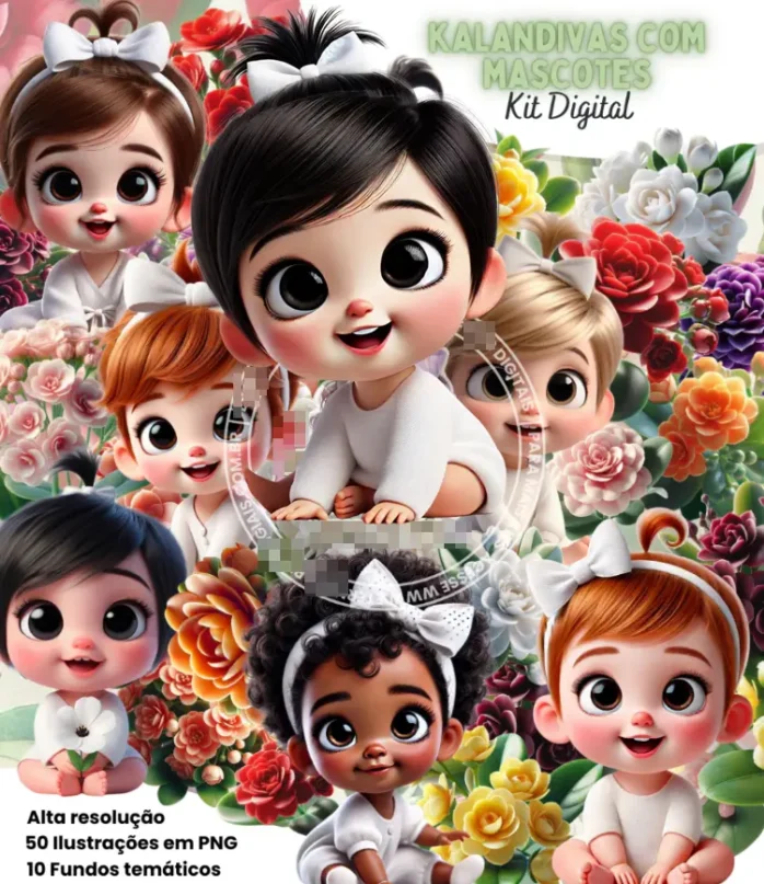 Pacote de Arte Digital - Flores Calandivas e Mascotes