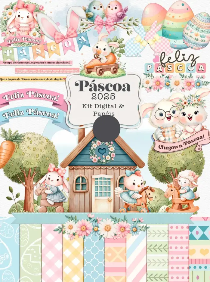 Pacote De Arte Digital Para Pascoa Tema Coelhinhos 2