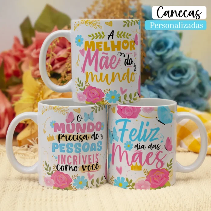 Pacote de Artes Canecas Mães Floral - Png