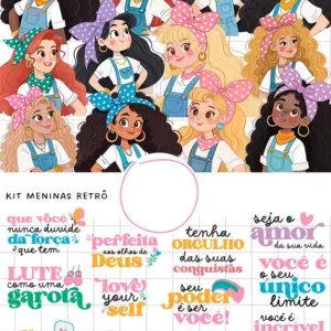 Pacote De Artes Meninas Retro Kit Digital Em Png Estilo Vintage 2